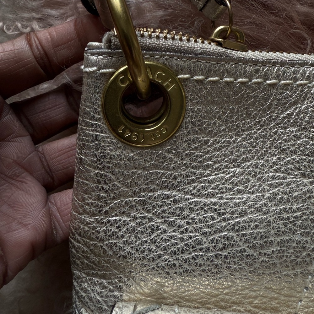 Coach Poppy 19014 Metallic Lame Gold Shoulder Bag - Picture 5 of 6